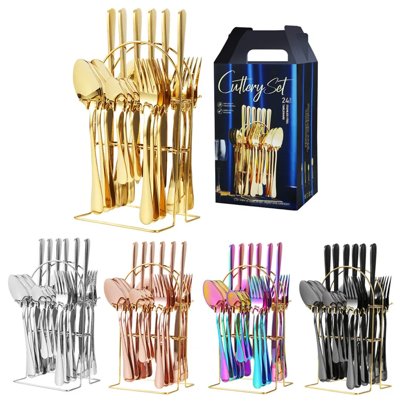 24pcs high quality kits dishwasher safe flatware fork knife spoon stainless steel cutlery set