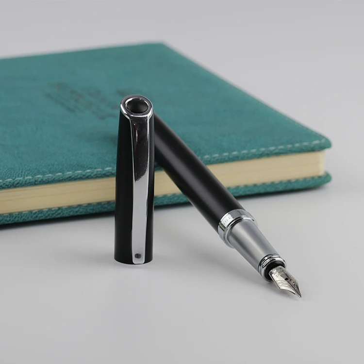
Amazon best selling luxury metal fountain pen black classic customized engarve logo metal fountain pen ink 