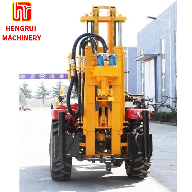 tractor water well drilling rig use air compressor rock drilling