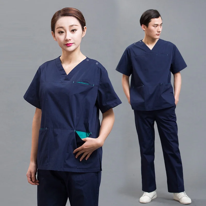 wholesale short sleeve  Breathable hospital dental nursing medical scrub set uniforms 65% polyester 35% cotton dental scrubs