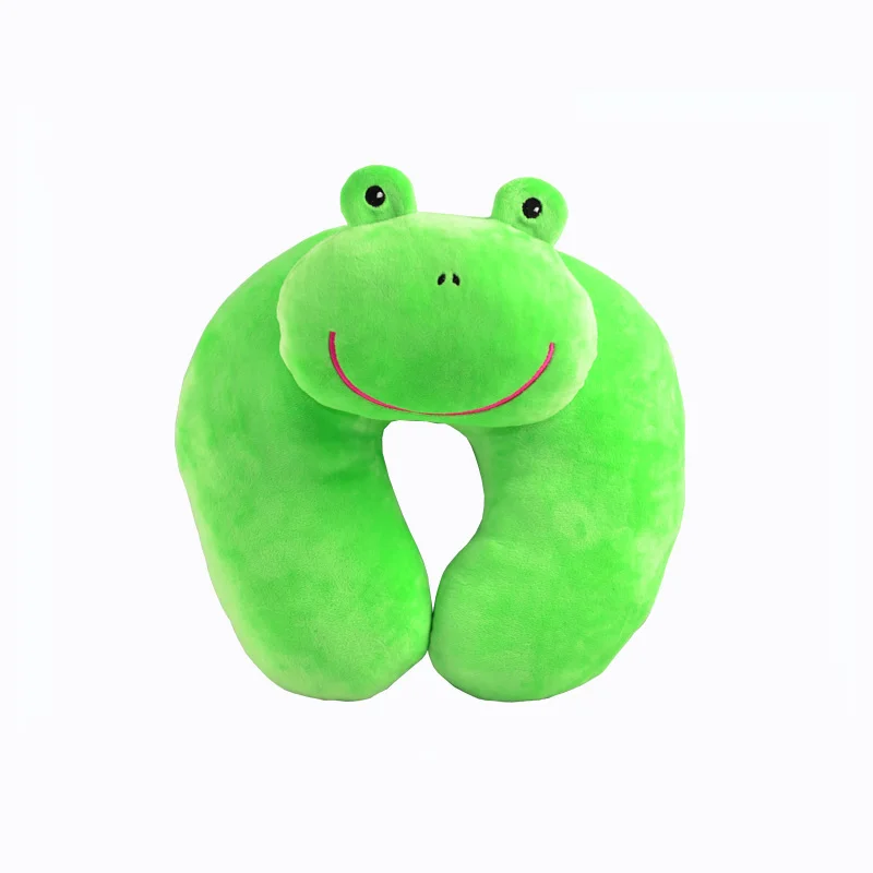 
chinese animal style printed or embroidery travel custom Super soft plush microdead filled kids baby neck pillow for car home 