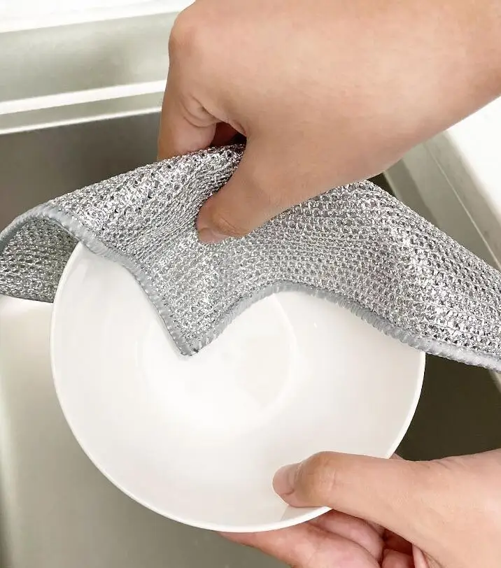 Wet Dry Scrubs Cleans Dishes Sinks Count Wire Dishwashing Rag Wire Dishcloth Multipurpose Wire Dishwashing Rags