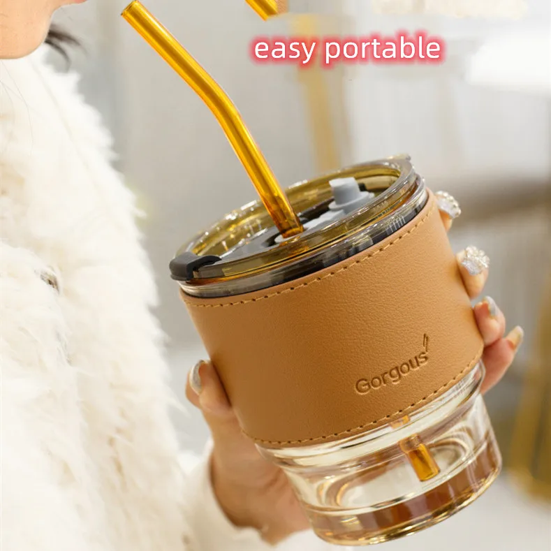 Croco  Pu Leather Cup Holder Portable Glass Bottle Leather Case Eco-friendly Coffee Cup Holder Bottle Leather Cover
