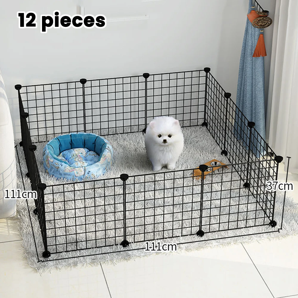 Pet Playpen, 12 PCS Exercise Small Animals Supplies DIY Metal Cage Portable Yard Fence Indoor