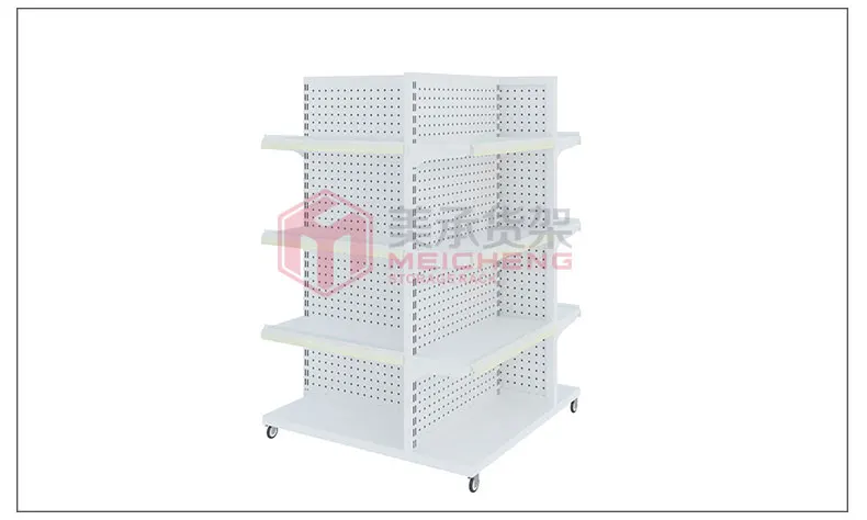 Meicheng 4 Side Supermarket Promotion Display Counter Wood Display Shelves For Retail Stores Cosmetic Supermarket Shelves