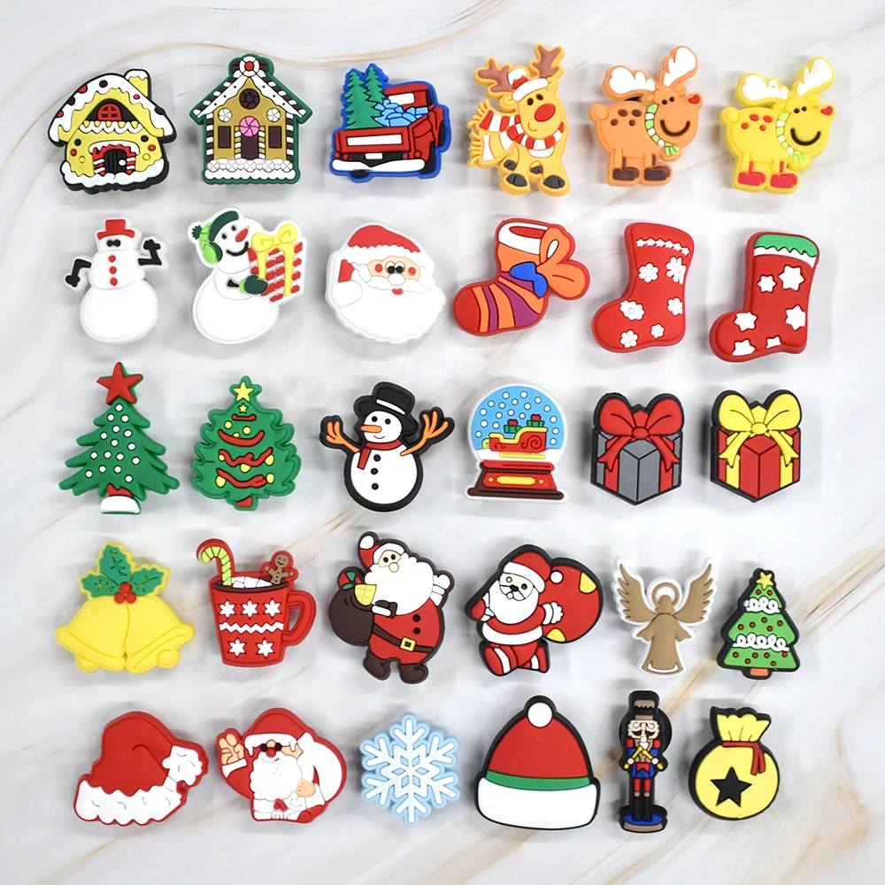 2024 New Arrival Soft PVC Santa Claus Shoe Charms Custom Shoe Ornaments for Christmas Wholesale Shoe Decoration Buckle