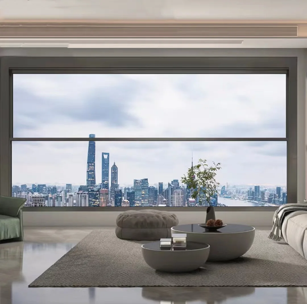 Electric Remote Control Sliding windows Aluminum Alloy Upper and Lower Lifting windows Double Glass Smart windows Automatic