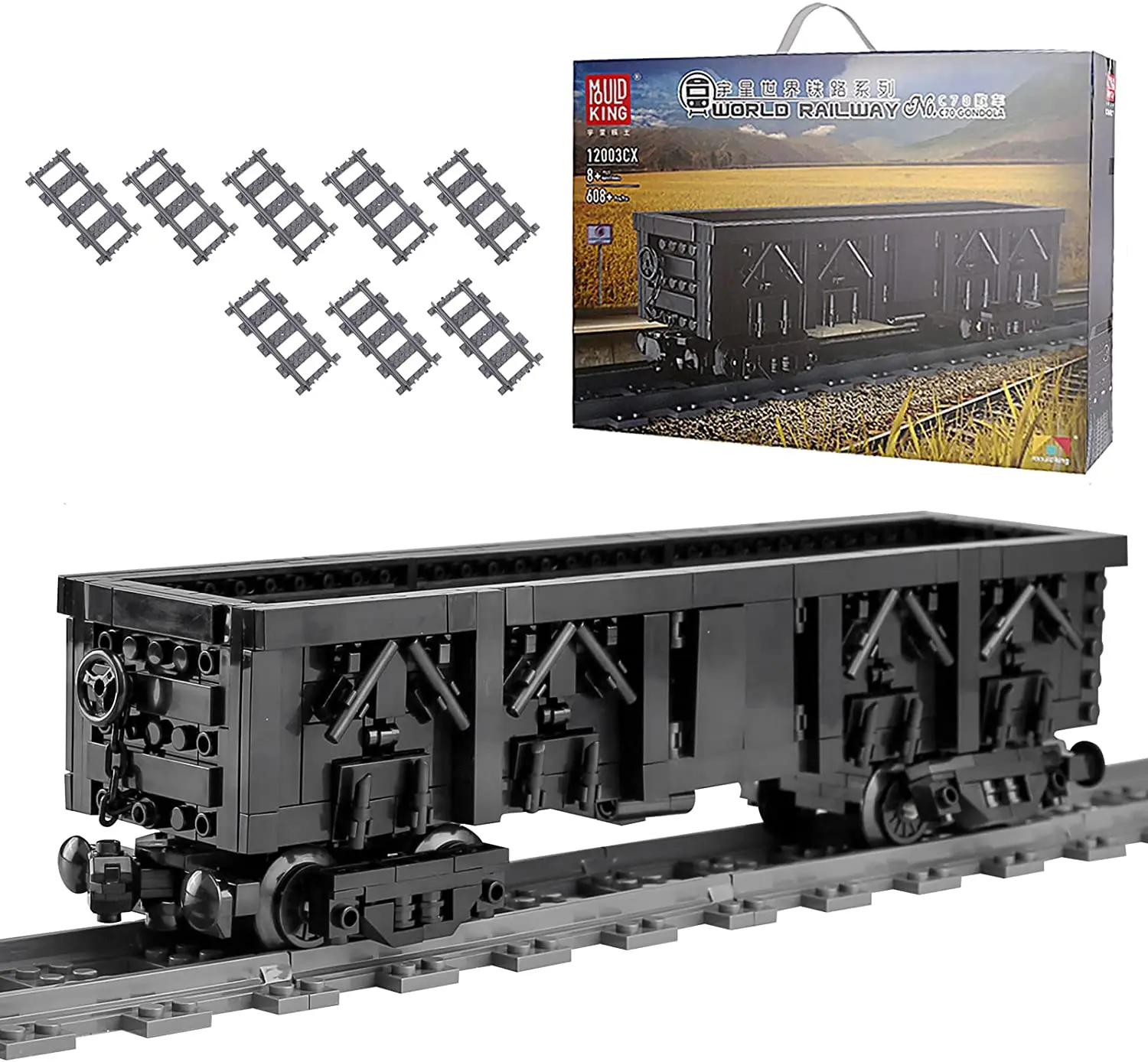 Mould King 12003CX High-tech Railway Technology Extended Train Cars Building Blocks Train Cars Construction Toys Block