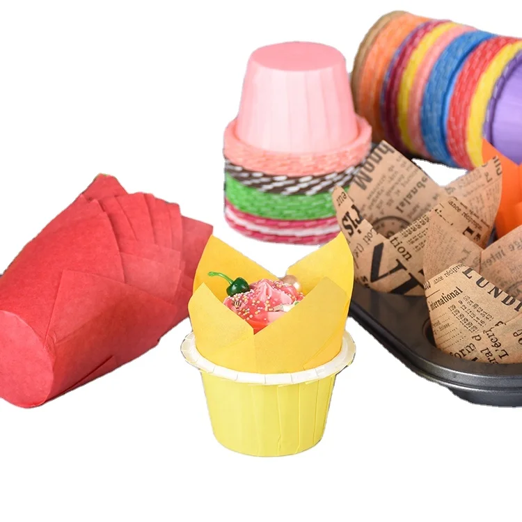 Wholesale customized colors cupcake wrapper tulip baking cups