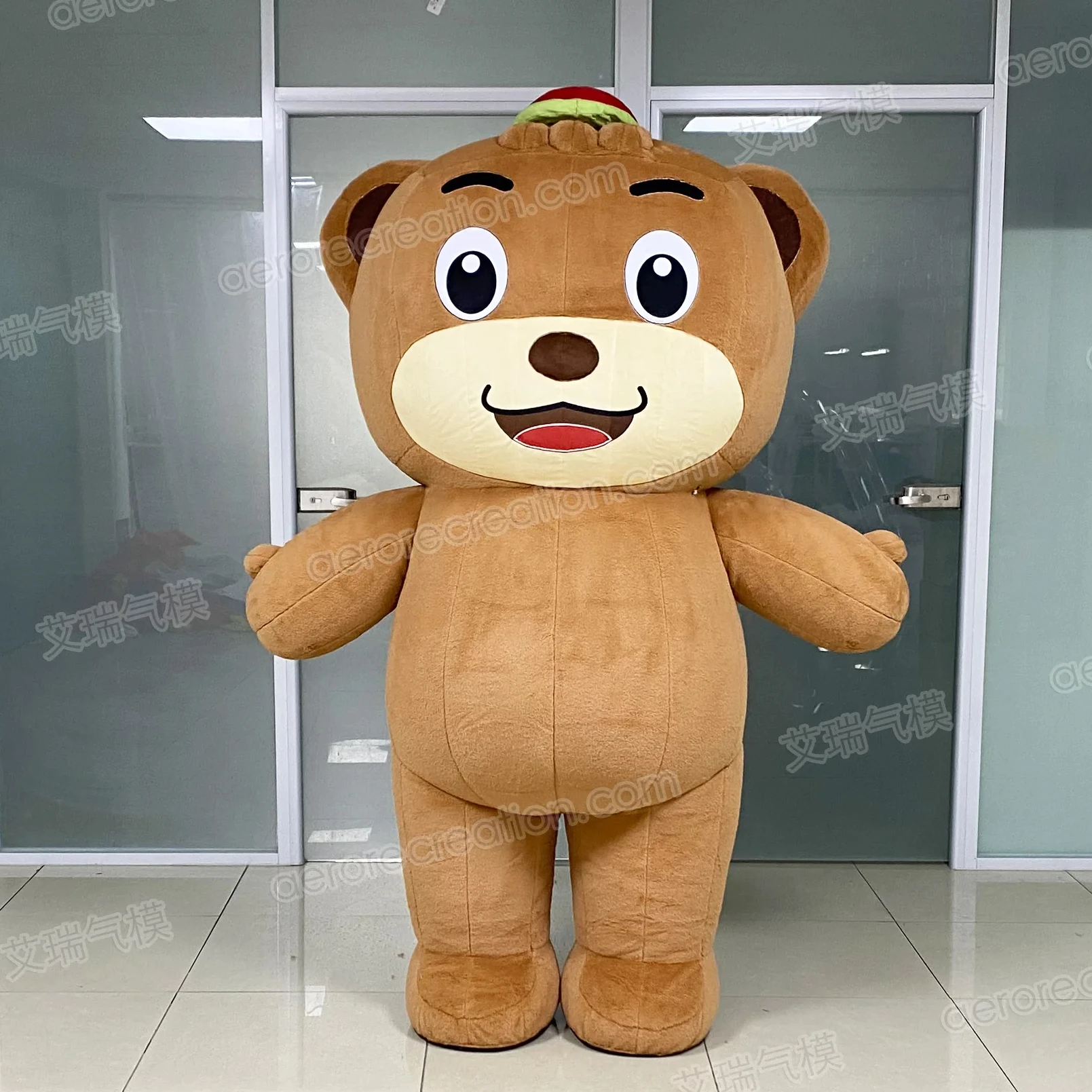 Aero Wholesale Short Plush Cartoon Inflatable Bear Mascot Interactive Customized Inflatable Walking Costume