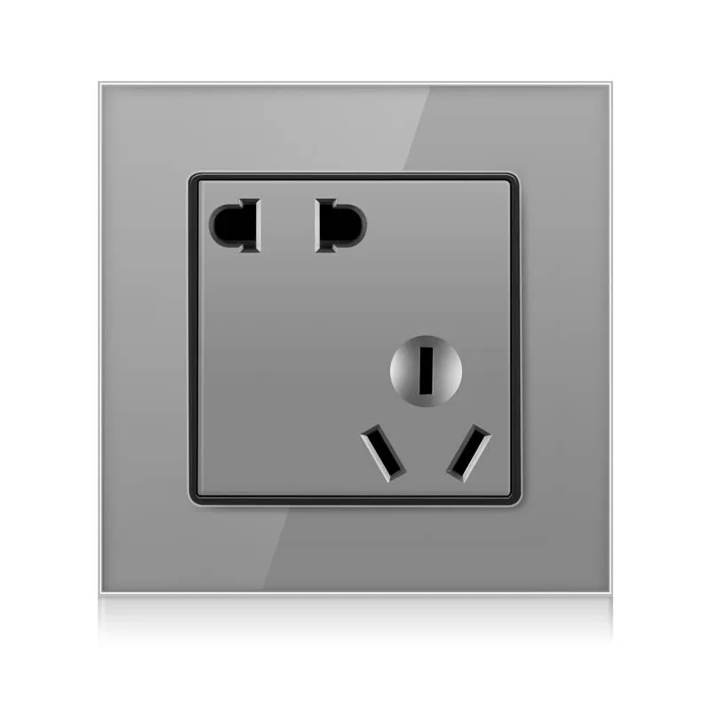 Tempered crystal glass panel Chinese standard dislocation five hole wall socket plug