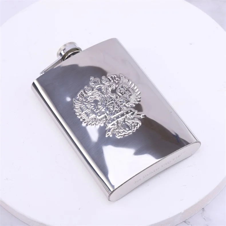 wholesale 6oz 8oz 9oz silver 18/8 304 stainless steel hip flask eagle silver flask