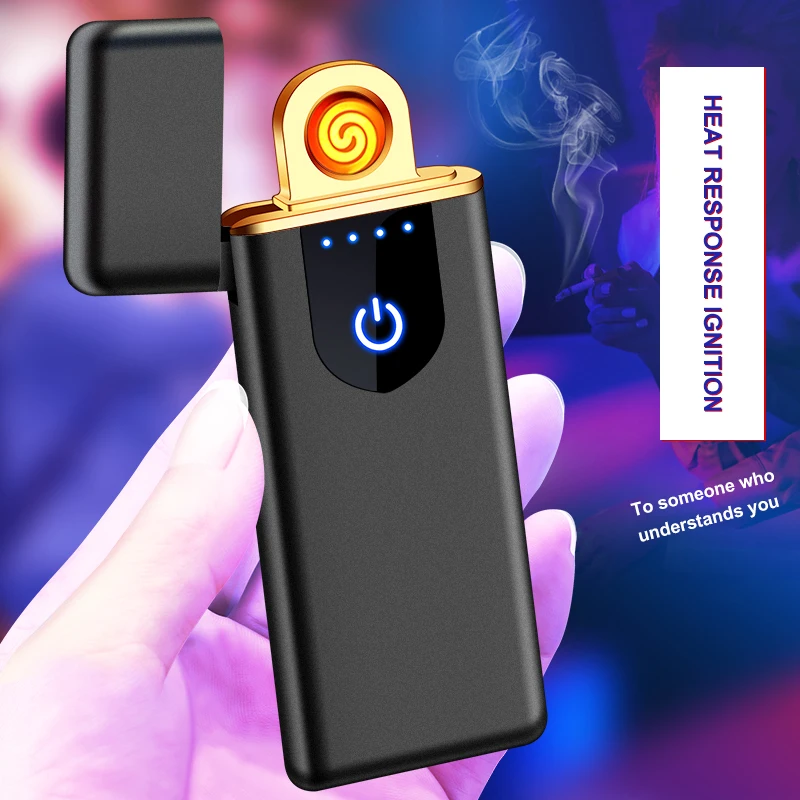 Оптовая продажа электрическая USB-зажигалка с двойной дугой беспламенная ветрозащитная Зажигалка для кемпинга пешего