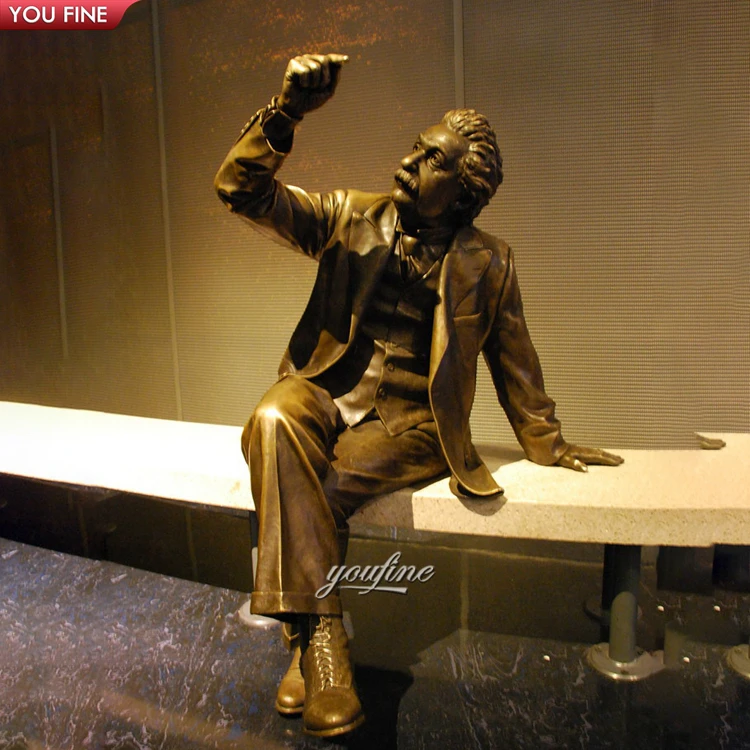 Outdoor Life Size Bronze Gentleman Statue Sitting on Bench Sculpture