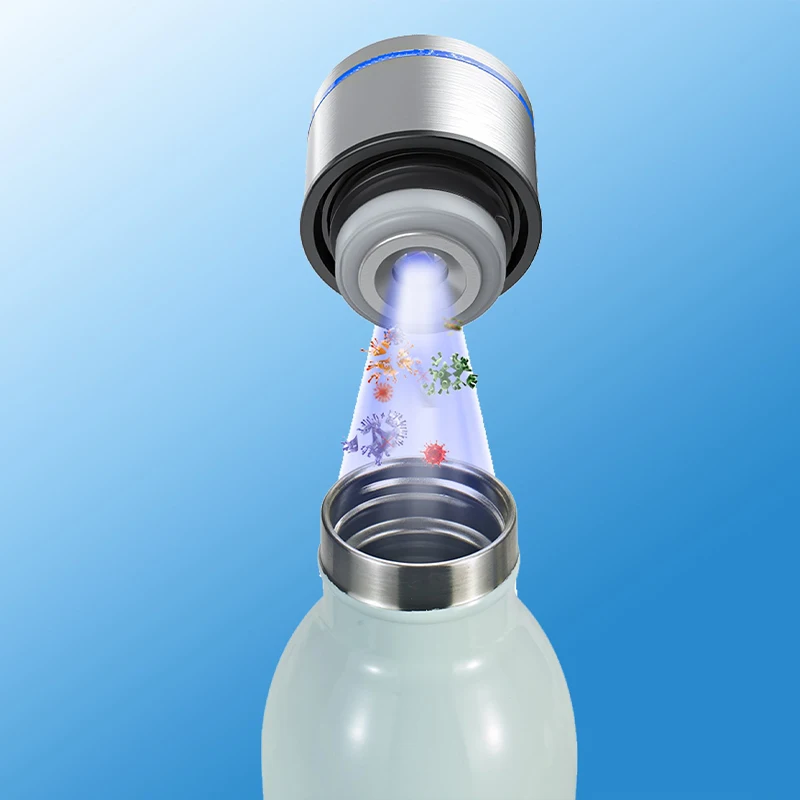 600ml Factory Stainless Steel Uv Water Purifier Lid Uv Light Self Cleaning Insulated Cola Shaped Smart Water Bottle