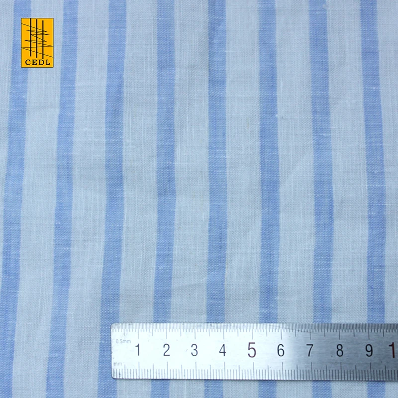 High Quality Organic 100% Linen Flax Stripe Home Textile Garment Fabric