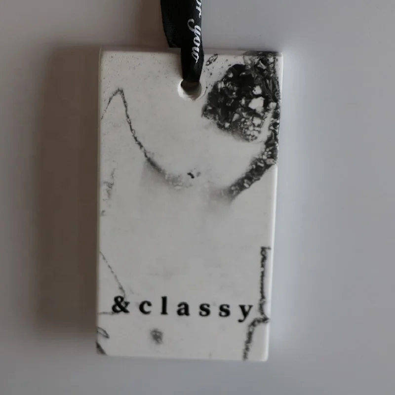 Marble Patterned Hanging Rectangle Home Fragrance Scented Ceramic Aroma Essential Oil Diffuser Air Freshener