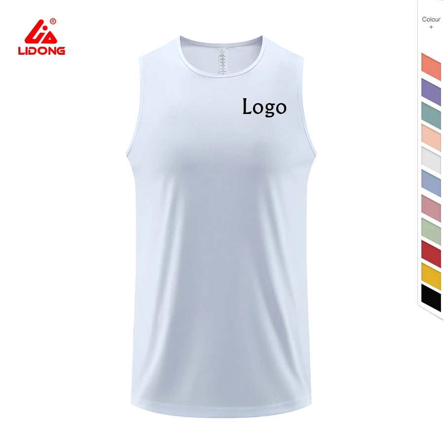 Lidong custom own logo  high quality white plain quick-drying breathable soft sleeveless t shirt vest
