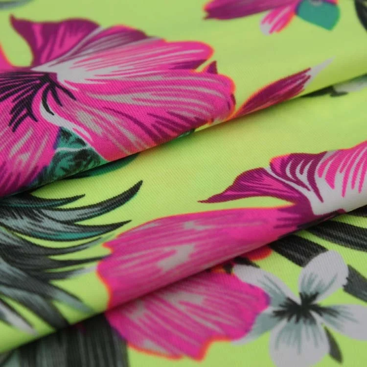 vintage 80%nylon 20%ns spandex 4 way stretch floral printed breathable swimsuit fabric