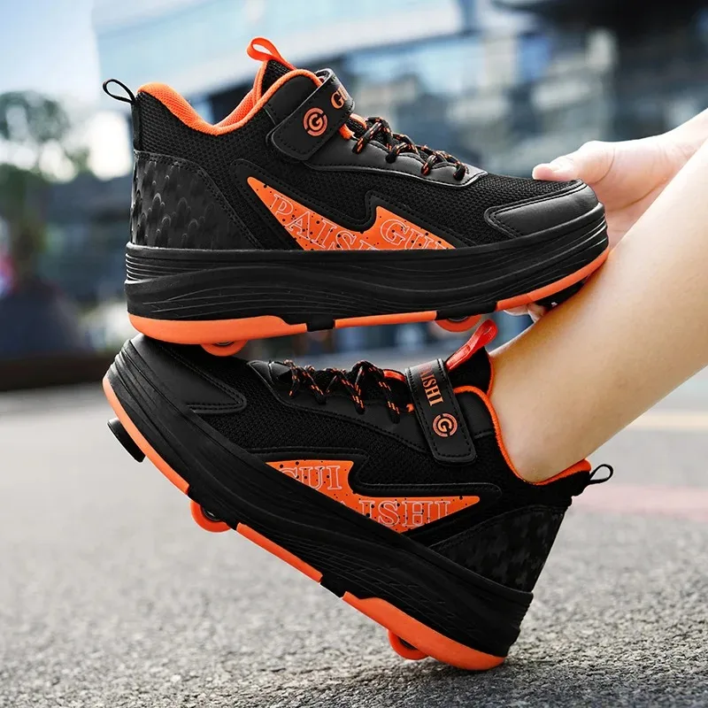 Fashionable Cool Roller Skates for Kids Outdoor Running Sports Summer Winter Spring PU Rubber Insole Synthetic Upper Mesh Lining