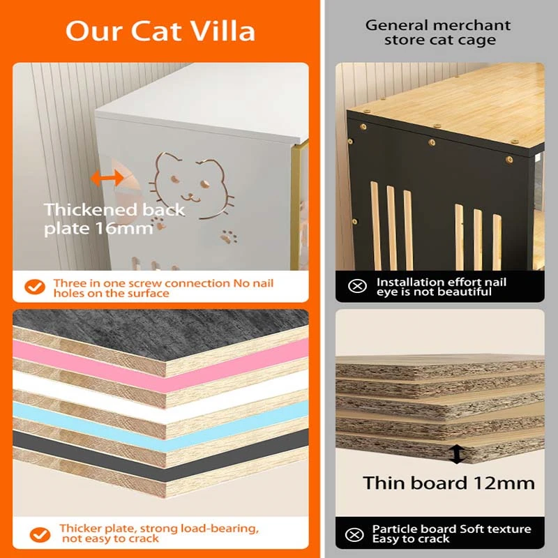 Luxury Durable Cat Enclosures Cages Tree House Cage Solid Wood Cat Villa Nest Bed Wooden Pet Showcase Cattery