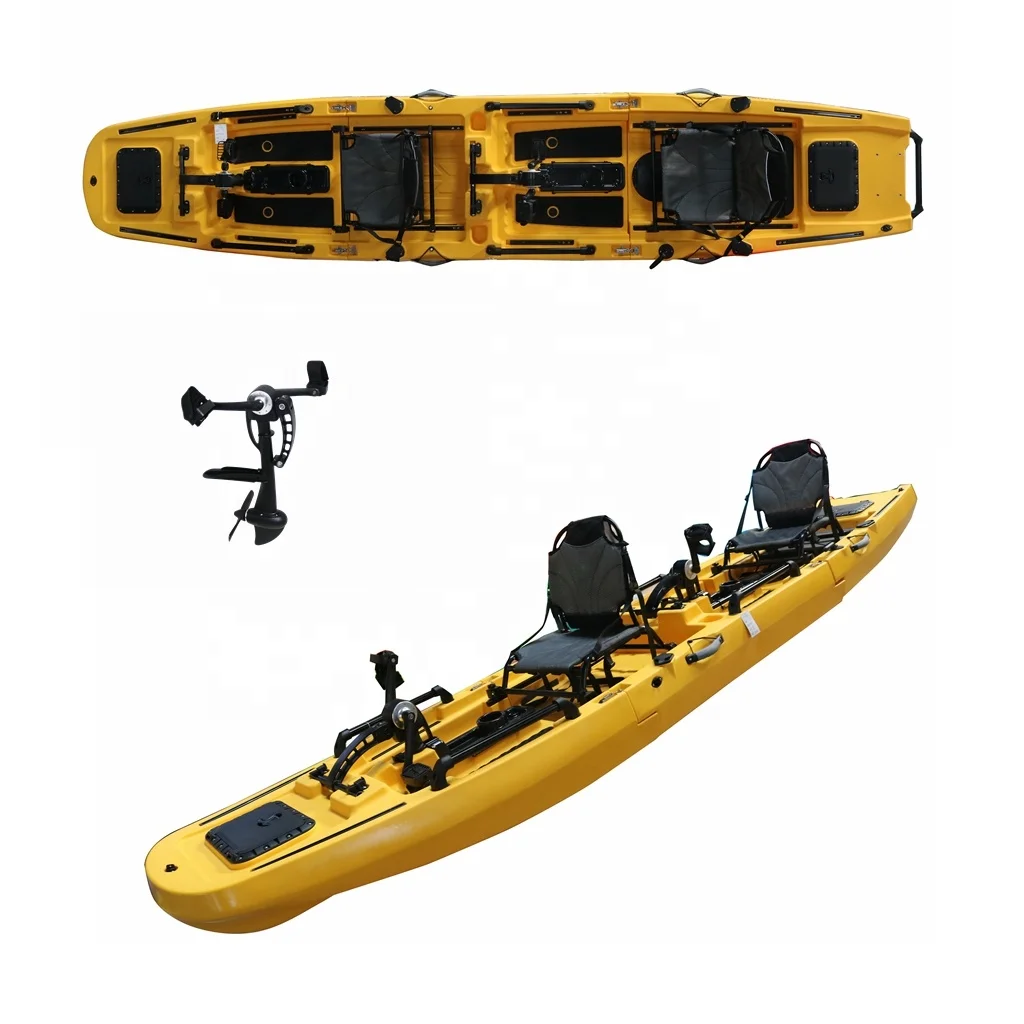 Customized 2 Person Pedal Kayak for Fishing 4.26m Sit-on-top Foot Modular Kayak PE Kano 3 Years Canoe Kayak Hobby Pro Angler 12