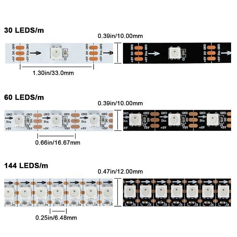 DC5V WS2812B WS2812 WS 2812b 5V 60led/m 144 Pixel RGB Addressable WS2812b LED Strip