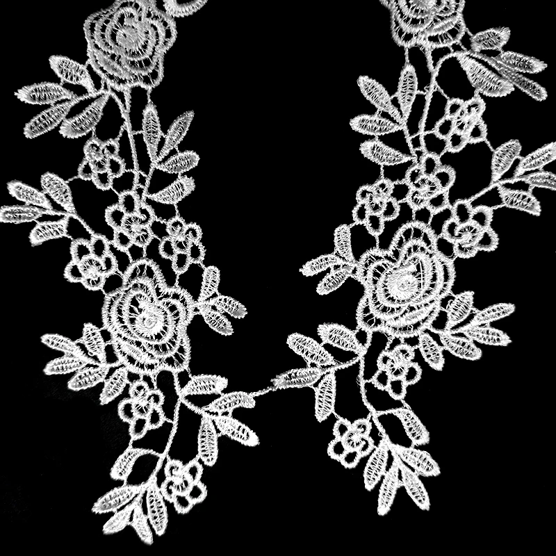 Polyester light embroidery lace pair of symmetrical garment lace accessories water soluble openwork embroidered ribbon applique