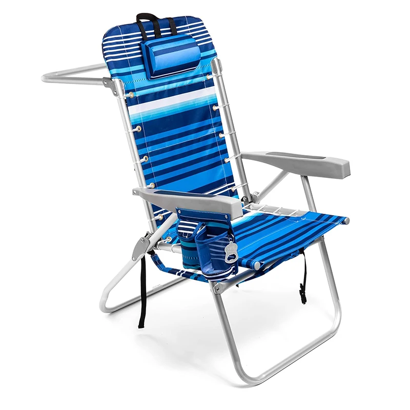 Custom Logo Tall Backpack Outdoor Chair Durable Aluminum Frame Camping Chair Adjustable Back Beach Chair