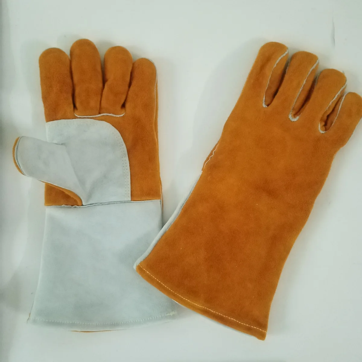 Top Quality Split Cowhide Leather Double Palm Reinforced Fingers Welding Gloves for Stick MIG Welder