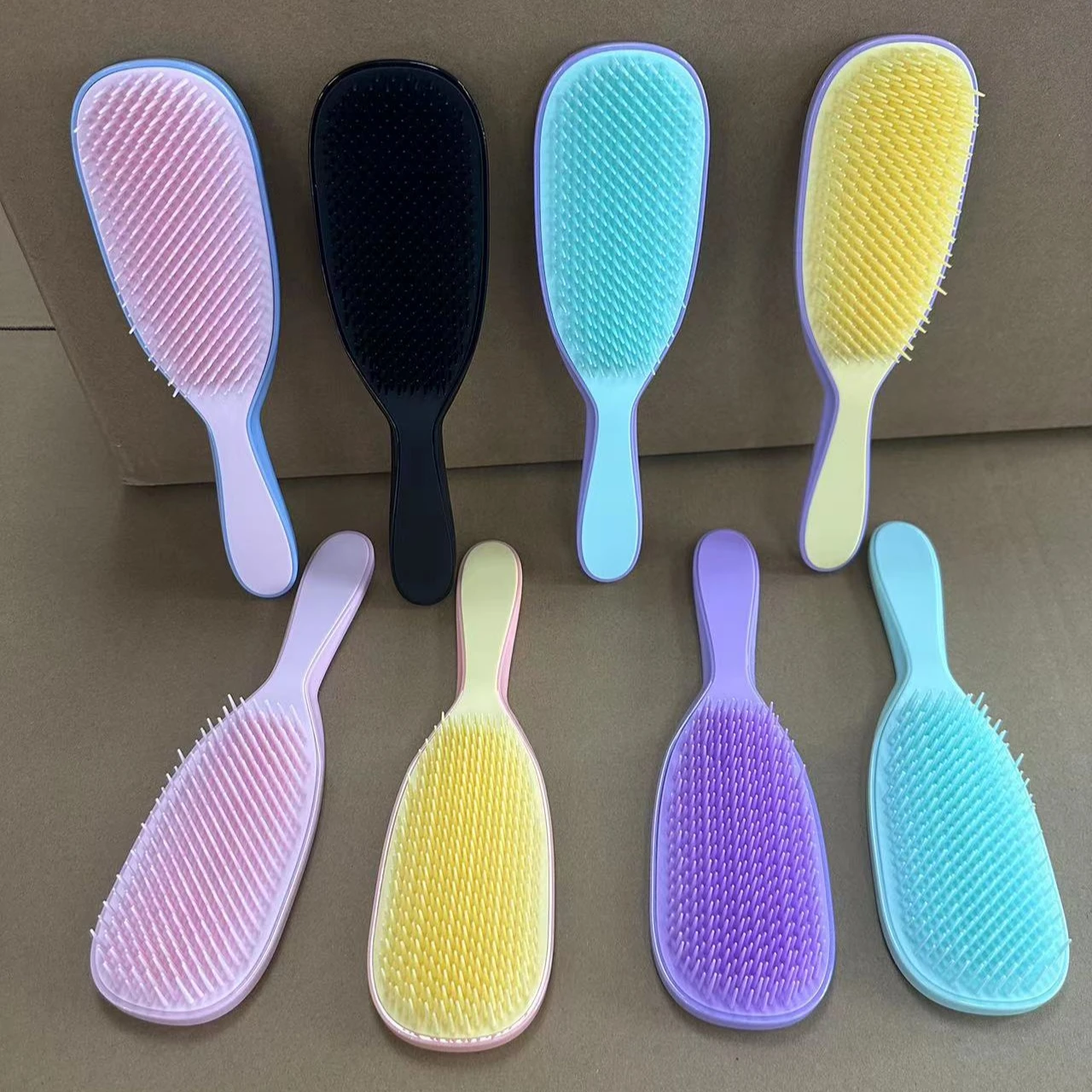 Three-Tiered Bristle Detangling Plastic Brush For Curly Hair  Plastic Hair Detangler Brush Detangling Hair Brush Comb Low Price