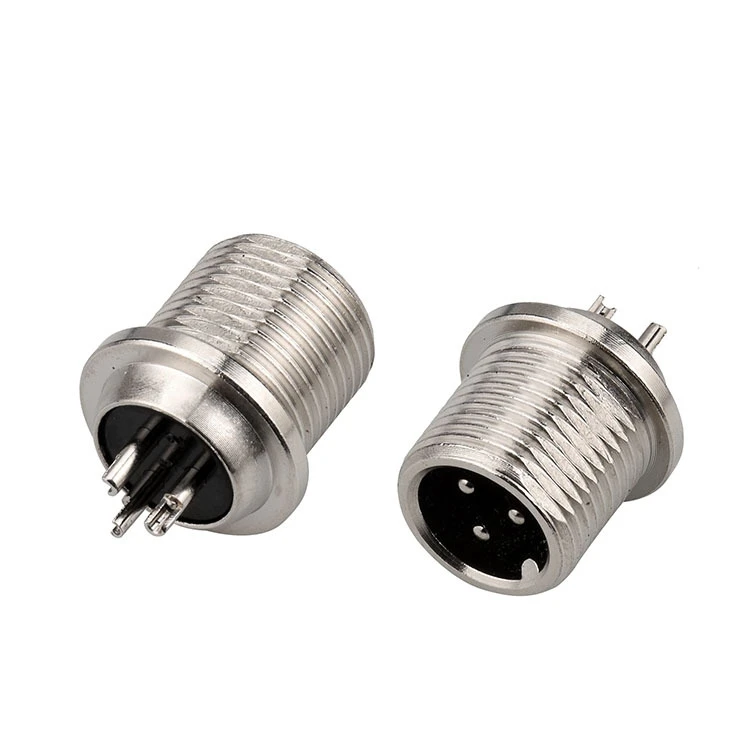 Round Electric Automotive Connector GX12 3 Pin Bulkhead Circular Connector with Male Contacts