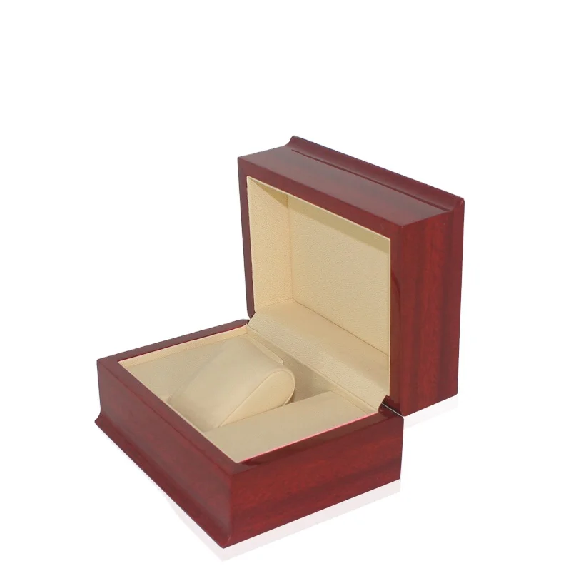 Красная деревянная коробка для часов с отделкой под фортепиано для дорогих часов