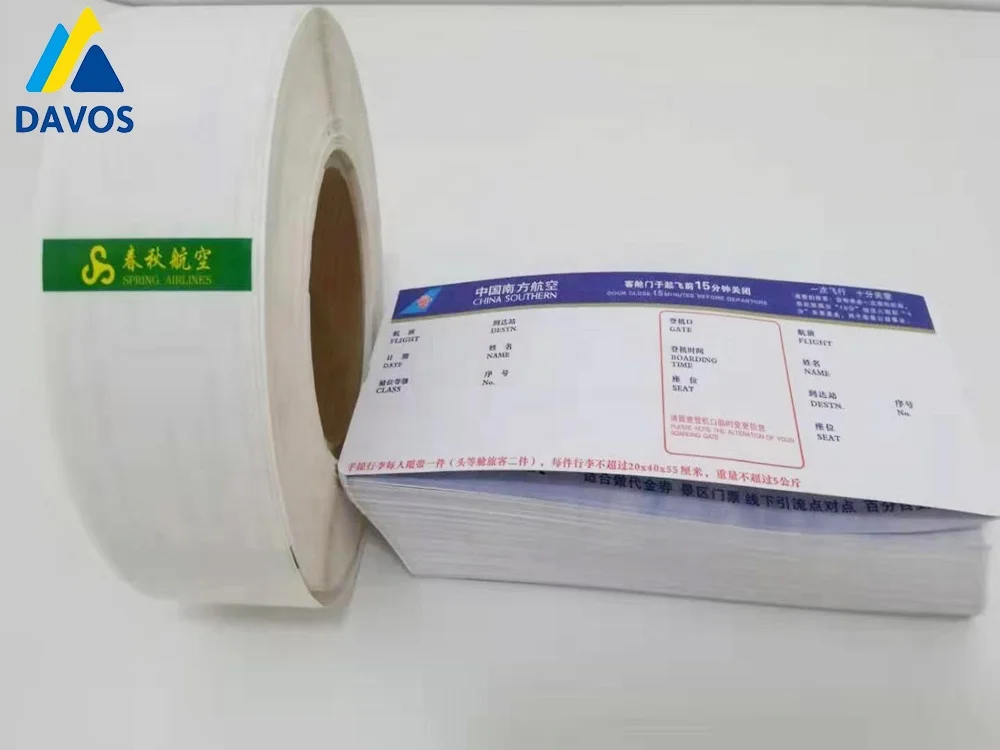
Cheap price custom clear printing flight ticket airline thermal paper boarding pass 