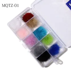 Bview Art 2021 New Detachable Colorful 3d Soft Nail Pom Pom Fur BallsNail Poms Plush Fluffy Ball Nails Designs Puff Balls Decor
