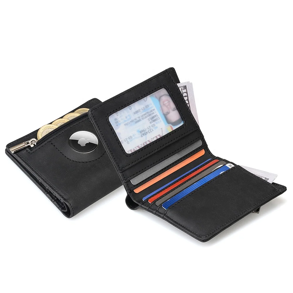 Заводская цена, персонализированный кошелек из искусственной кожи с RFID-блокировкой, тонкий мужской держатель для кредитных карт с Apple Airtag