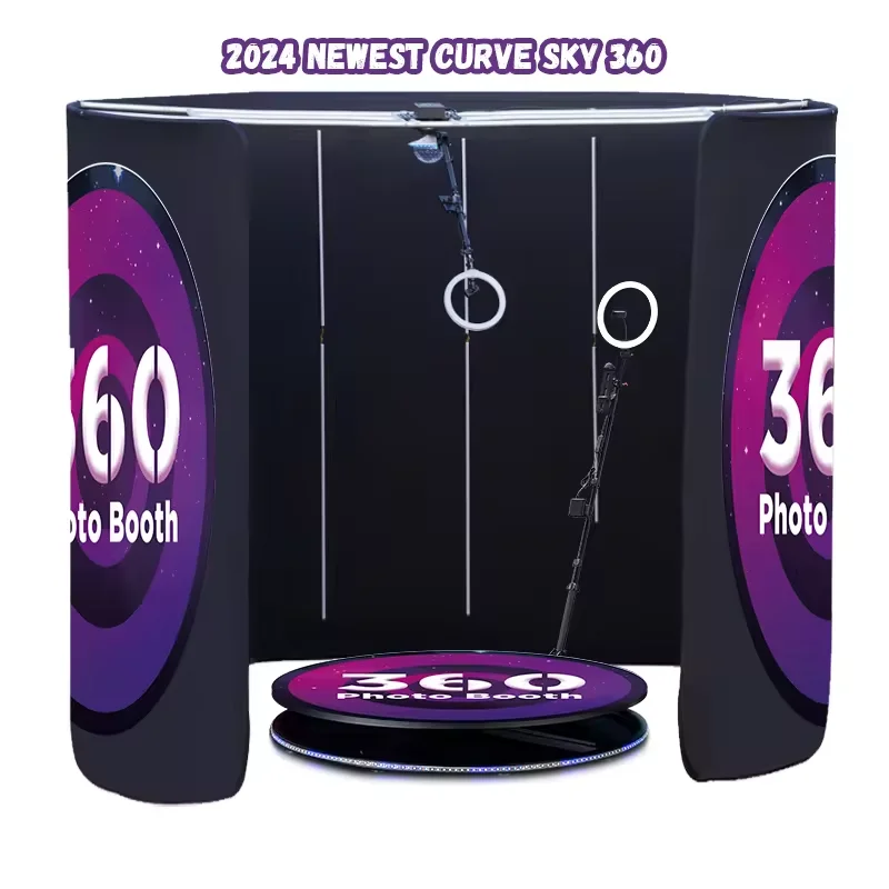 Video Camera Portable Curve Overhead Selfie Photo Booth 360 RGB 360 Degree LED Lighting Curve Overhead 360 Photo Booth Booth