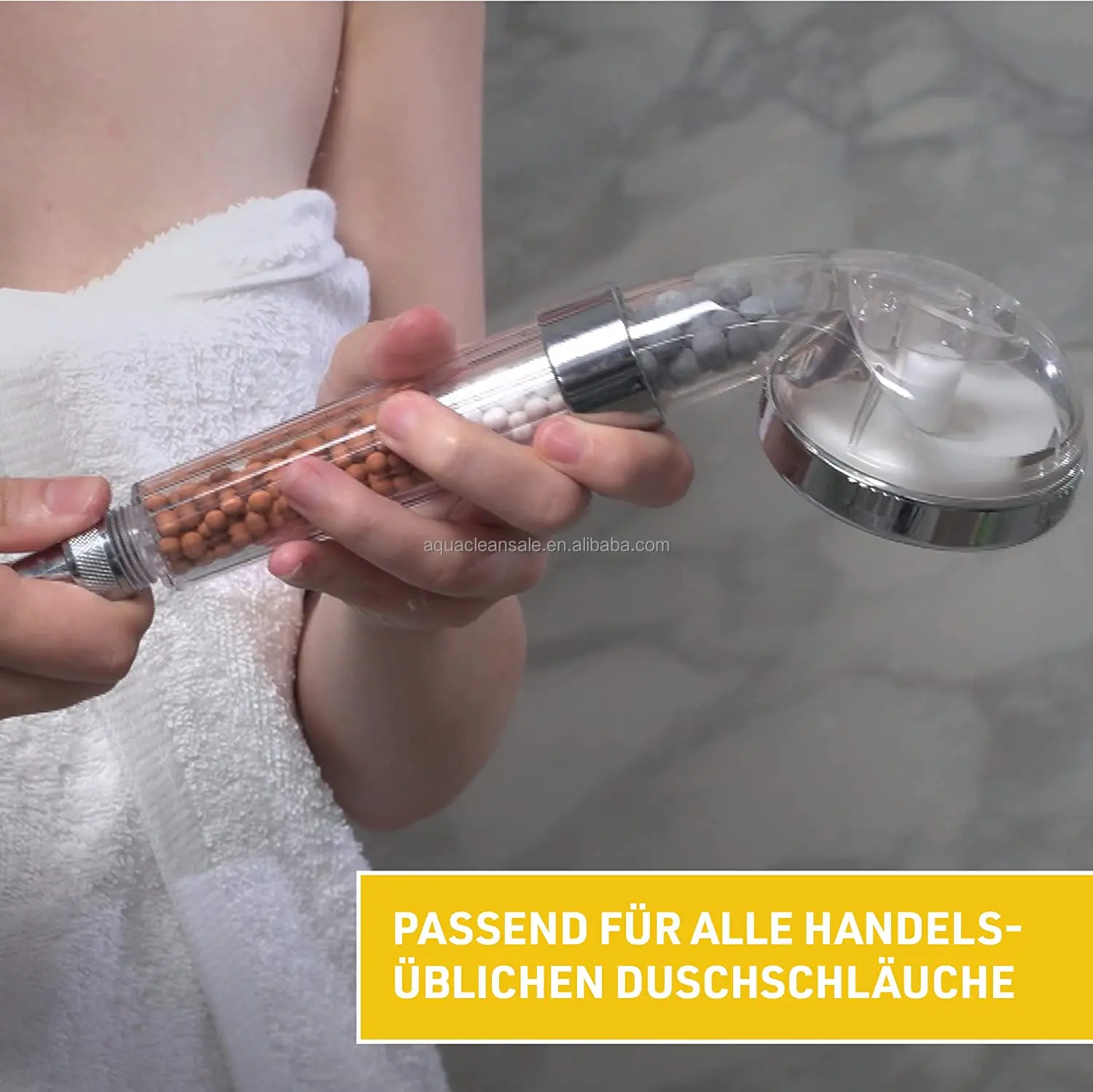 Water Saving Mineral Stones Shower Head - 3 Spray Settings Shower Head - Pressure Enhancing Shower Head with Filter Function