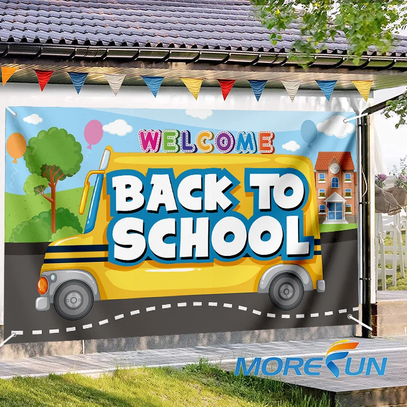 Back to School Photography Backdrop Blackboard for Kids Party Banner School Bus Pencil Chalkboard Photo Background Prop Booth