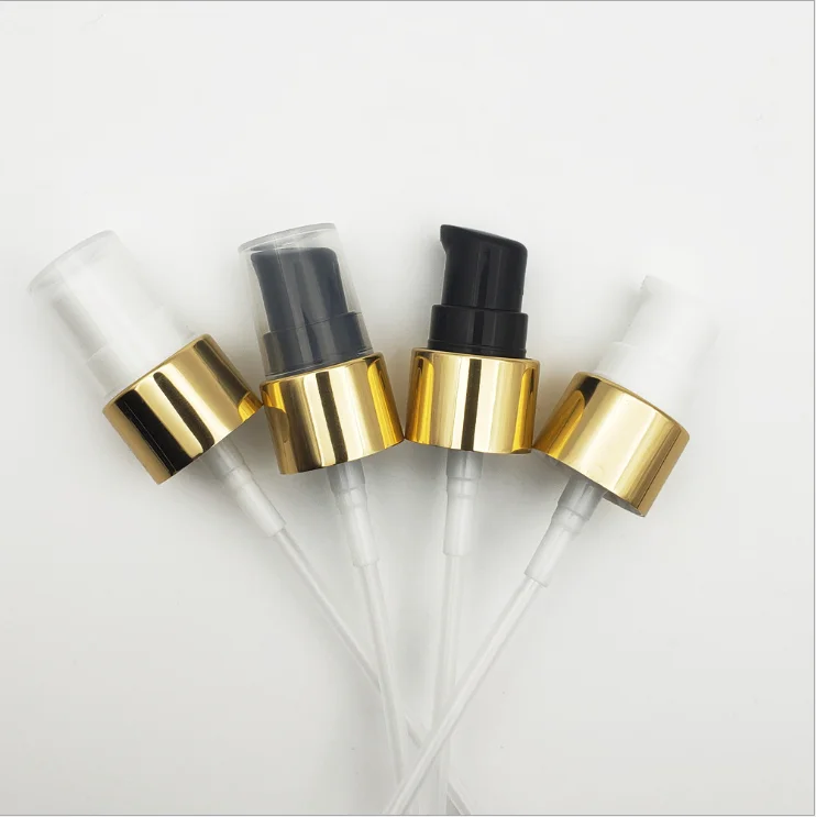 cosmetic cream pump bottle 50ml bottle pump head and skin cream bottle cap with cover Bright golden aluminum