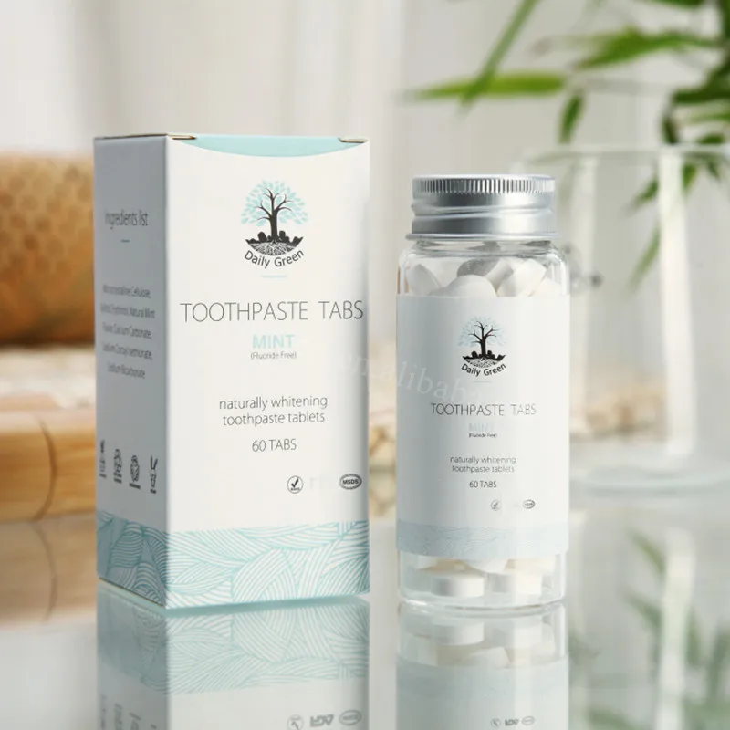 OEM Natural organic and fluoride-free in a variety of flavors solid toothpaste tablets