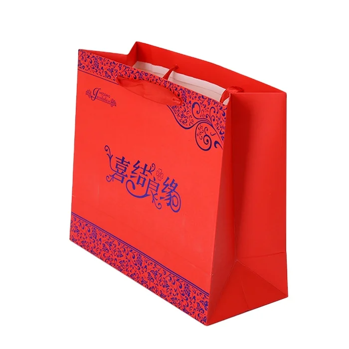 Manufacturer wholesale recyclable without plastic New inventions different types of red paper bag wedding bride paper bag