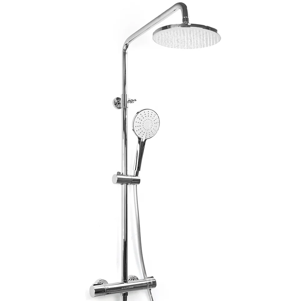 GaoZhi Thermostatic Chrome Rainfall Wall Mounted Shower Mixer Tap Shower Set Bathroom