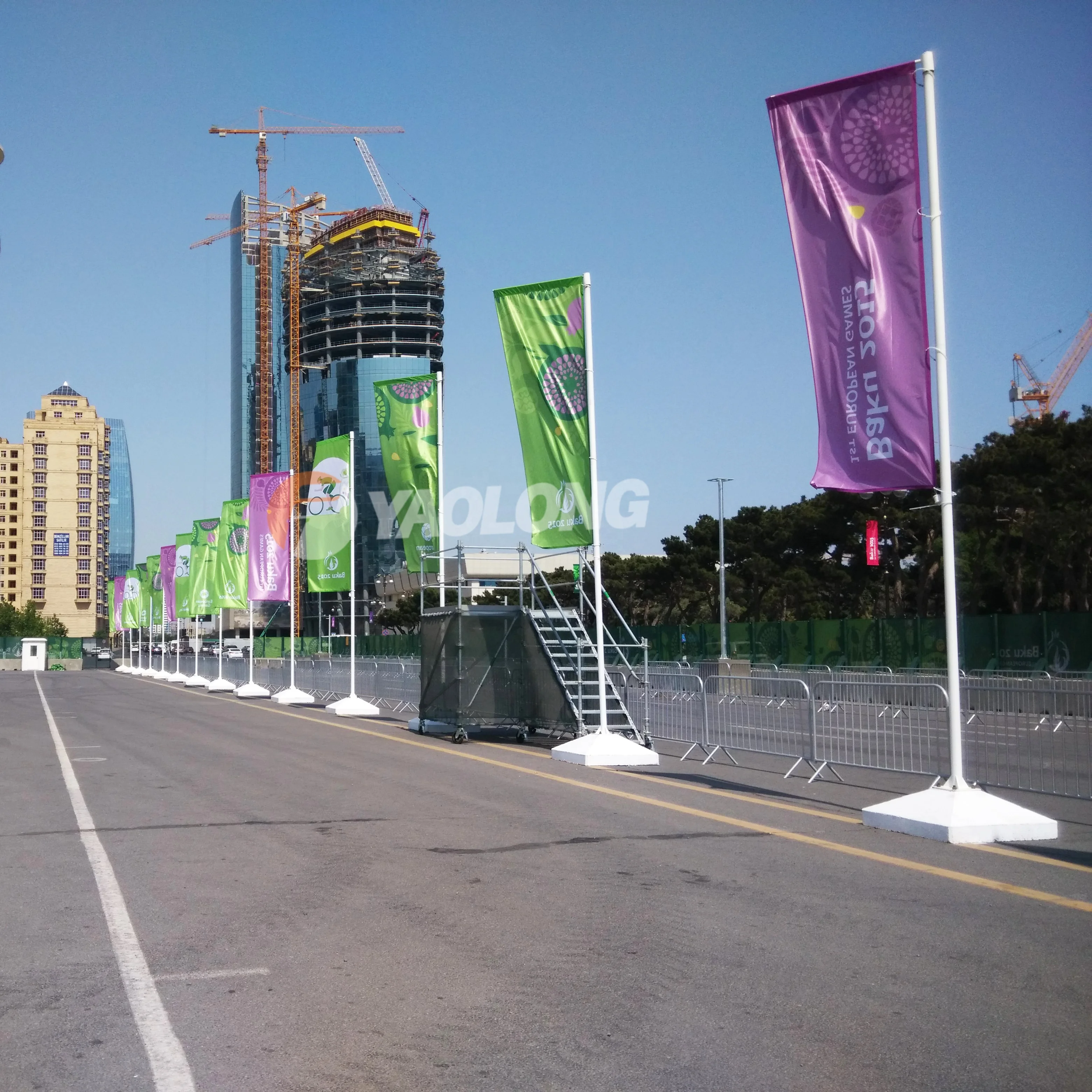 Yaolong 304 316 Stainless Steel Outdoor Flag Banner Stand Aluminum Alloy Free Standing Flag Poles