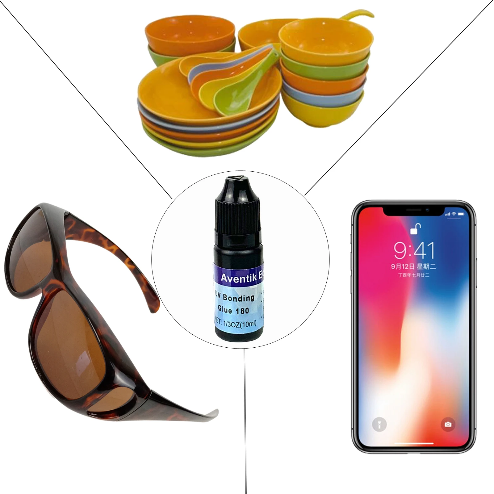 UV Clear Glue Three Formula Thick,Thin and Super Flew +12 LED UV Power Light Fly Tying for Building Flies(B01)