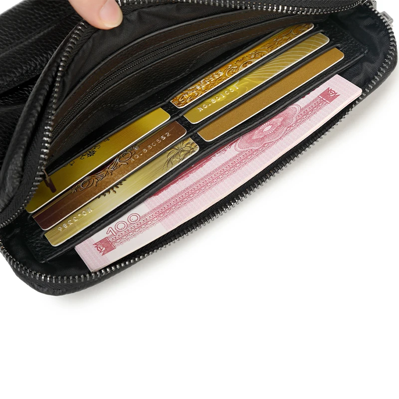 Wholesale Fingerprint Lock Handbag Genuine Leather High Quality Large Capacity Business Clutch Bag for Men