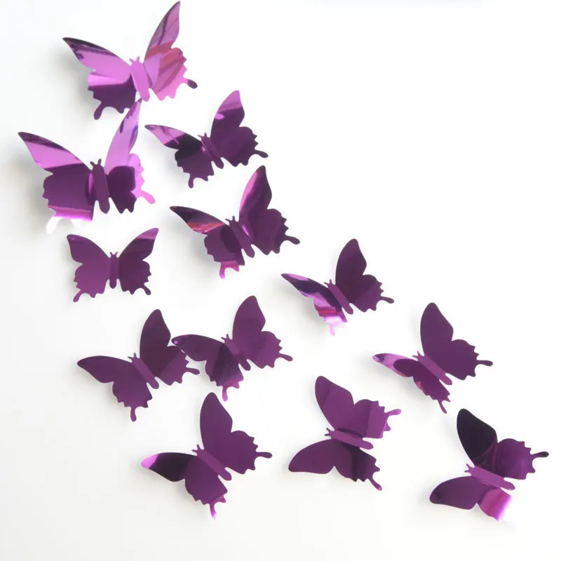 Custom Butterflies Reflective PET Wall Mirror Decal Wall Art Decor Self Adhesive 3D Butterfly Mirror Wall Stickers