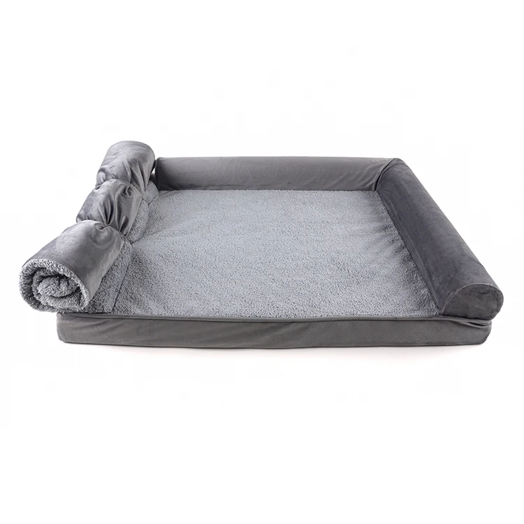 Amazon Best Seller Luxury Pet Bed Dog Sofa Couch Two Use Soft Warm Chew Proof Orthopedic Memory Foam Dog Bed