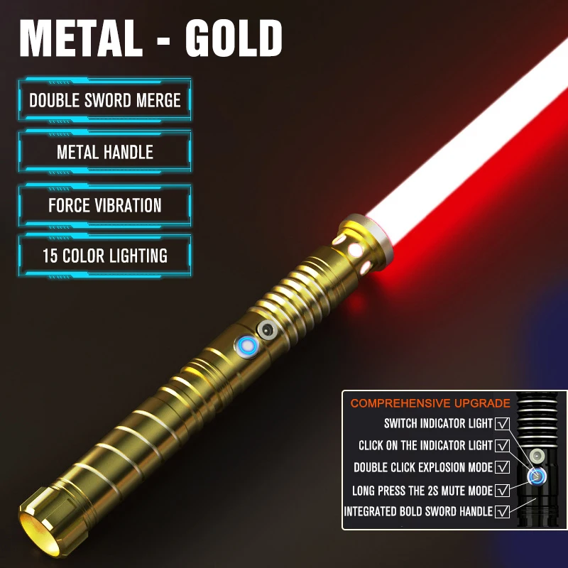 Lightsaber, laser, LED flash, toy sword, strap with 16 colors of lights and USB charging