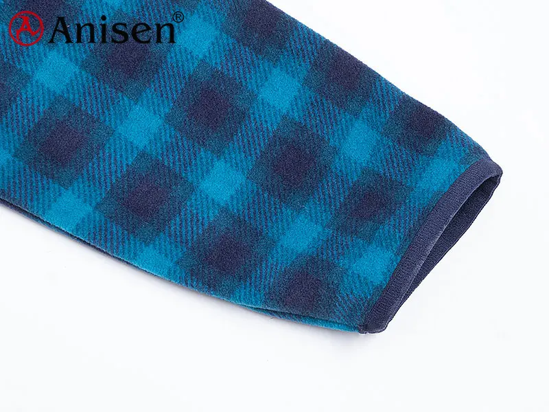 2021 chinese supplier winter warm polar fleece plaid jacket mens blue and black plaid stand collar custom fleece shirt jacket